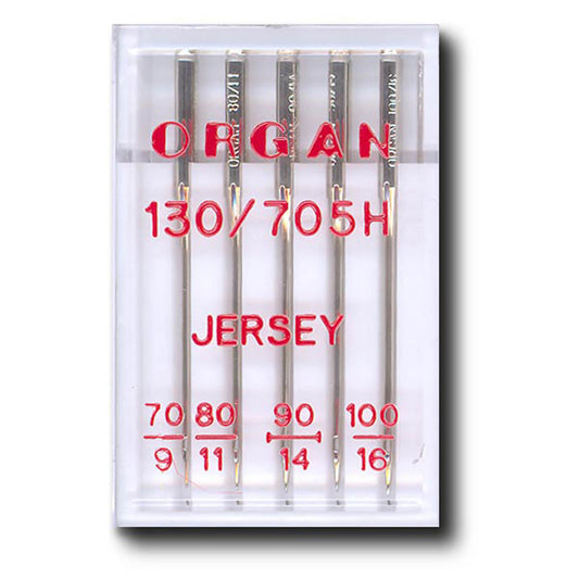 Set of 5 special jersey needles - flat heel - domestic sewing machine - Organ brand
