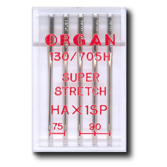 Lot de 5 aiguilles spécial super stretch - talon plat - machine à coudre domestique - Marque Organ