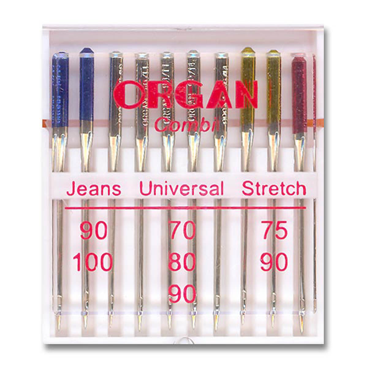 Lot de 10 aiguilles tissu mixte - talon plat - machine à coudre domestique - Marque Organ