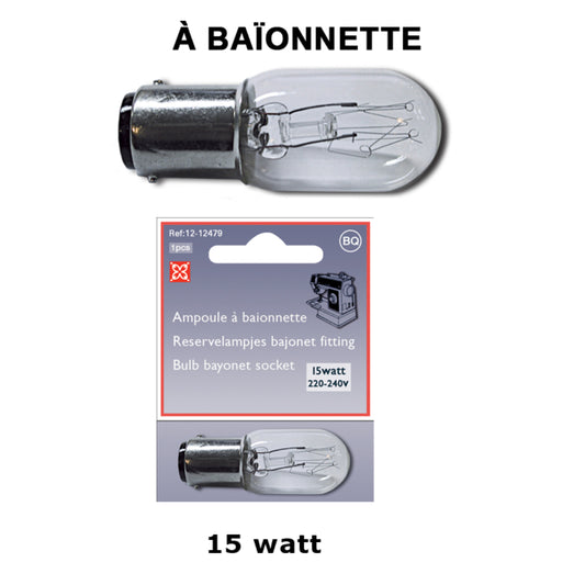 Ampoule à baïonnette 15W 220v à 240v machine à coudre